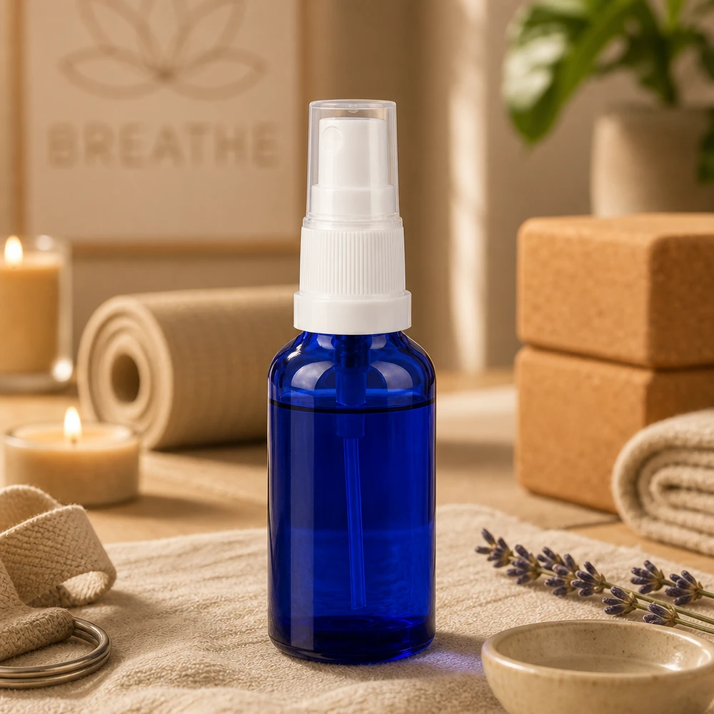 Frasco pulverizador 30ml blanco/transparente tapón estándar BlueLine UT18/30 Frasco pulverizador azul de 30 ml con diseño ergonómico para facilitar su manejo en el baño