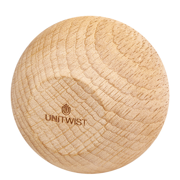 Bola de madera UNiTWIST (haya) para WECK RR60 UNiTWIST bola de madera de haya close-up grano y logotipo WECK RR60 pomo de la tapa pieza de repuesto