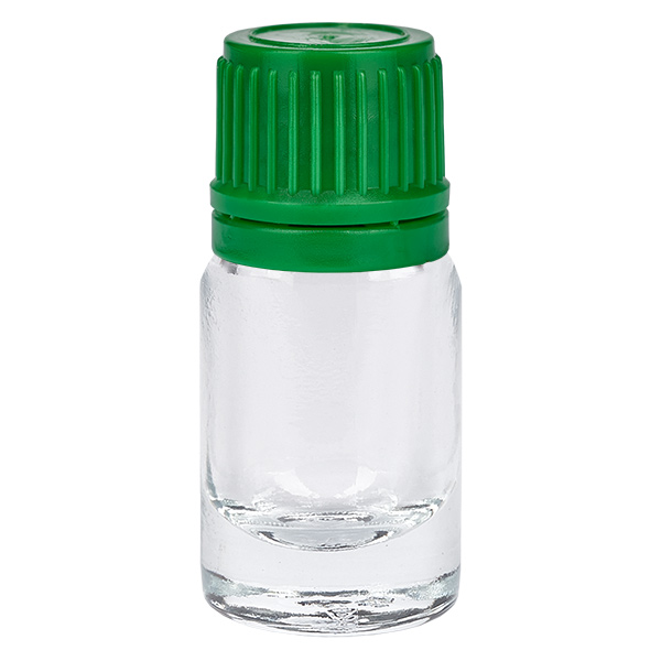 Botella de 5ml con tapón de rosca de 11mm verde ClearLine UT18/5 Botella de 5ml con tapón de rosca de 11mm verde ClearLine UT18/5