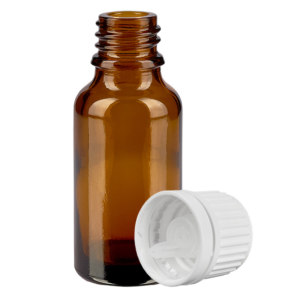 Frasco cuentagotas 20ml 0.7mm blanco tapón inviolable BrownLine UT18/20 Frasco cuentagotas 20ml 0.7mm blanco tapón inviolable BrownLine UT18/20