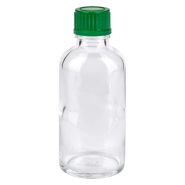 Botella 50ml tapón rosca 11mm verde estándar ClearLine UT18/50 Botella 50ml tapón rosca 11mm verde estándar ClearLine UT18/50