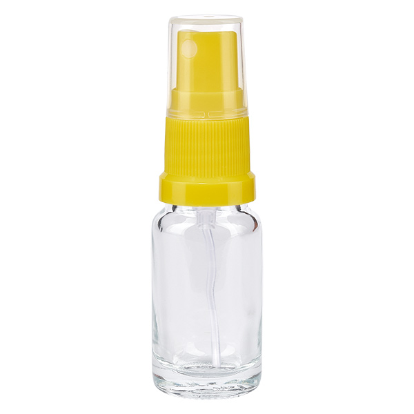 Frasco pulverizador de 10 ml amarillo/transparente con tapón estándar ClearLine UT18/10