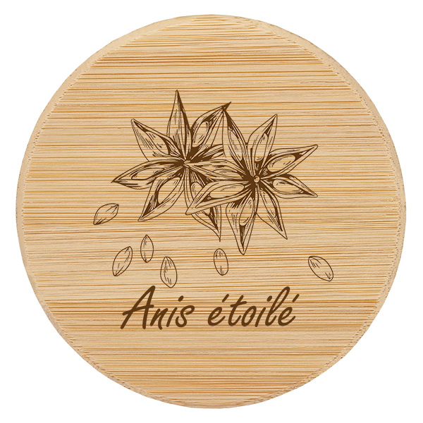 Couvercle en bois "anis étoilé" pour WECK RR60 Couvercle en bois "anis étoilé" pour WECK RR60
