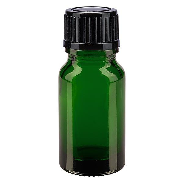 Botella de farmacia verde 10ml tapón rosca negro estándar Botella de farmacia verde 10ml tapón rosca negro estándar