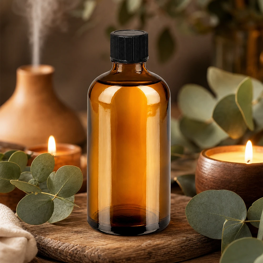 Frasco de vidrio de color ámbar de 100 ml con cuentagotas ideal para aromaterapia y cosmética natural