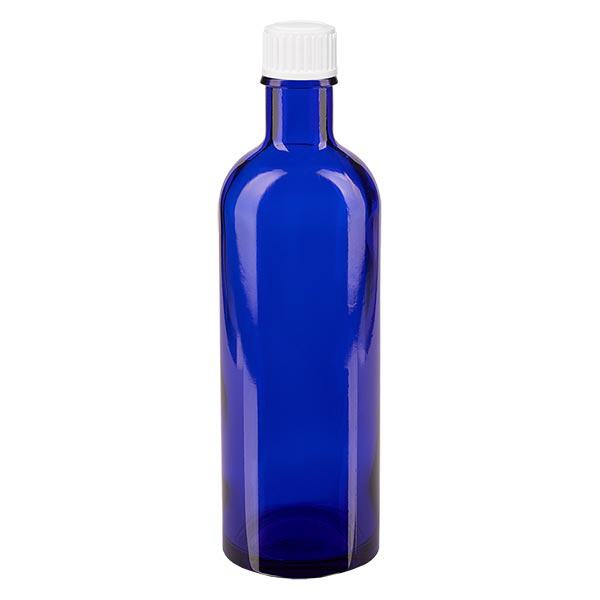 Botella de farmacia azul 200ml tapón rosca blanco estándar Botella de farmacia azul 200ml tapón rosca blanco estándar