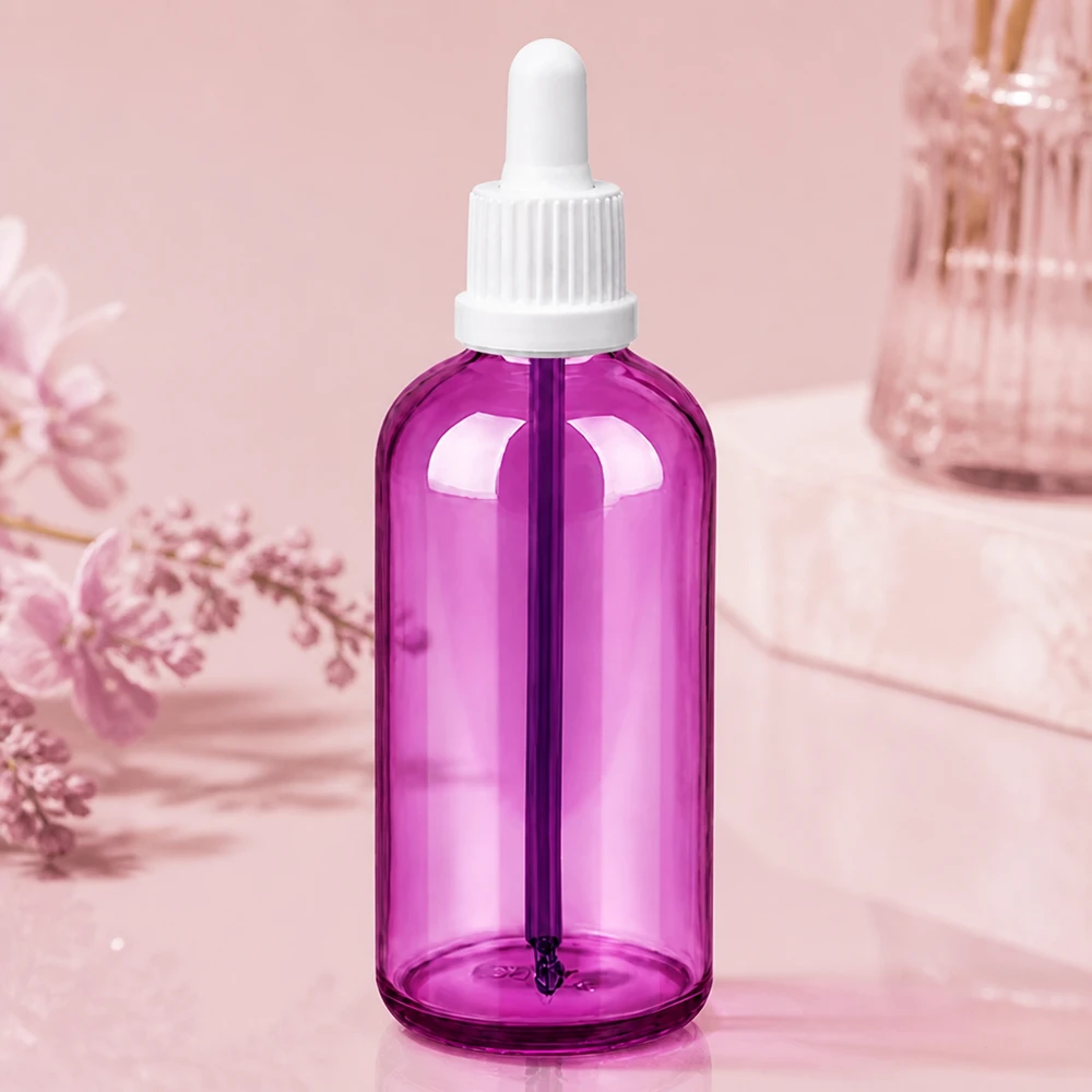 Frasco pipeta de 100 ml con tapón OV blanco UT18/100 para el almacenamiento seguro de productos cosméticos