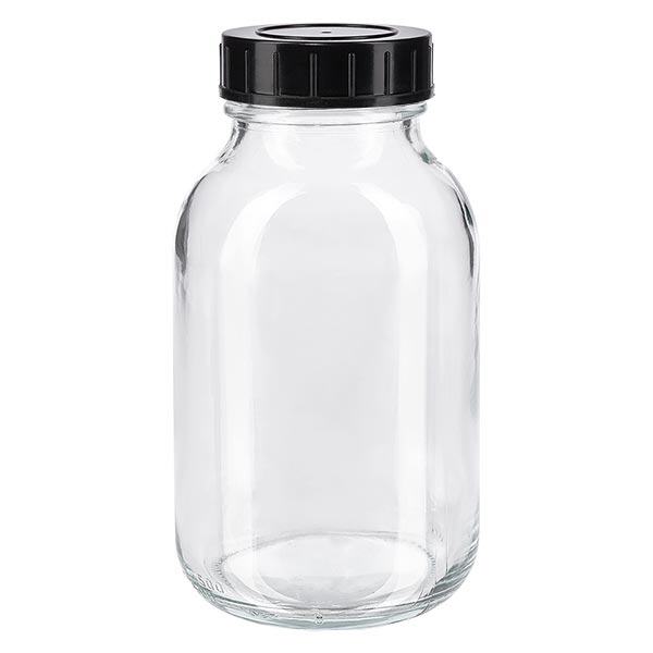 Botella cuello ancho 500ml vidrio transparente con tapón rosca Botella cuello ancho 500ml vidrio transparente con tapón rosca