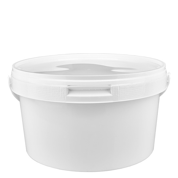 Cubo de plástico polipropileno blanco de 3,5 litros con tapa Cubo de plástico polipropileno blanco de 3,5 litros con tapa