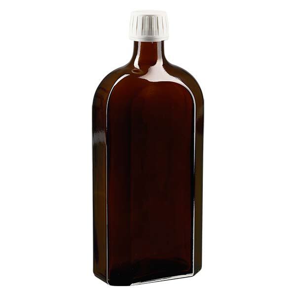 Tapón de rosca marrón Meplat de 500 ml con disco EPE de seguridad blanco