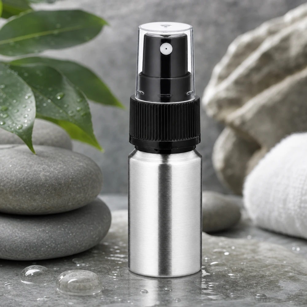 Botella de aluminio pulido de 10 ml con atomizador Robusto frasco de aluminio de 10 ml con atomizador: material resistente a la corrosión para un almacenamiento duradero