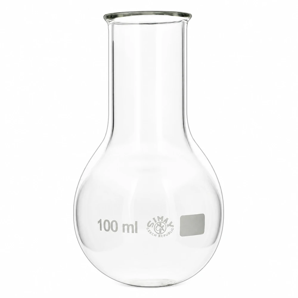 Matraz fondo redondo 100ml cuello ancho Matraz de fondo redondo de 100 ml y cuello ancho de vidrio de borosilicato transparente para aplicaciones de laboratorio