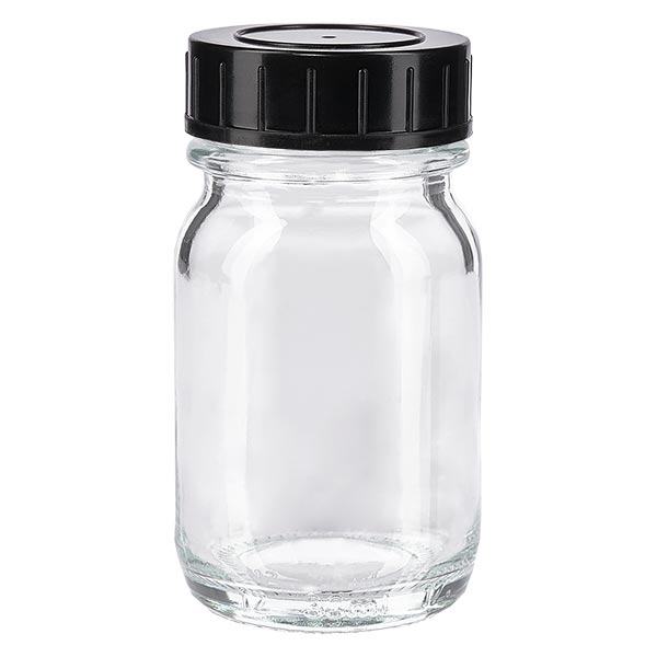 Botella cuello ancho 30ml vidrio transparente con tapón rosca Botella cuello ancho 30ml vidrio transparente con tapón rosca