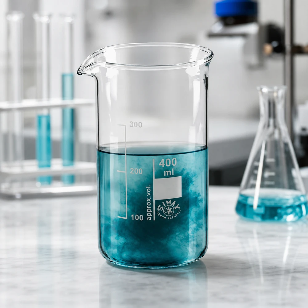 Vaso de precipitados SIMAX de 400 ml, de perfil alto, fabricado en vidrio borosilicato resistente al calor para aplicaciones profesionales de laboratorio
