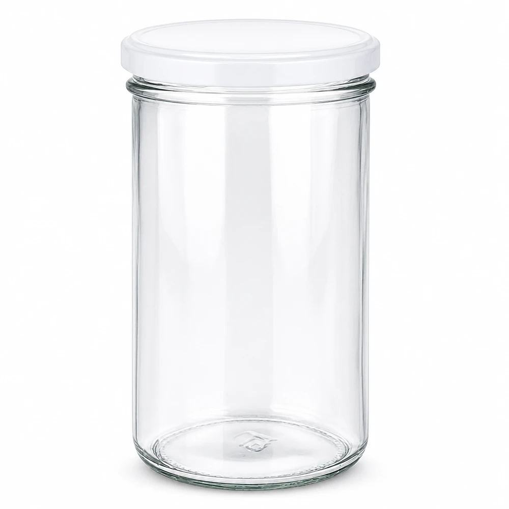 Tarro mason de 277 ml con tapa blanca BasicSeal - tarro de cristal transparente vacío para mermeladas y conservas