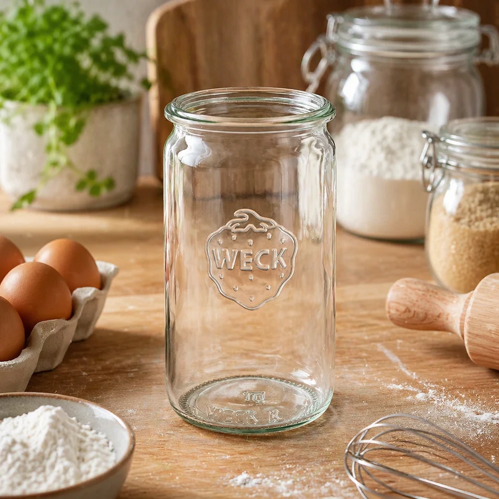 Frasco cilíndrico de cristal WECK RR60 de 340 ml