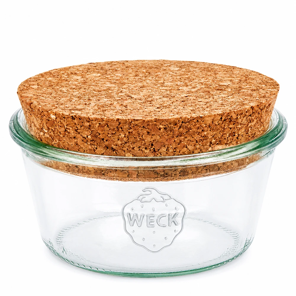Tarro bajo de 290ml WECK RR100 con corcho natural 290ml WECK RR100 mason jar con tapón de corcho natural forma baja tarro de conserva para almacenar
