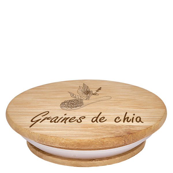Couvercle en bois "graines de chia" pour WECK RR100 Couvercle en bois "graines de chia" pour WECK RR100