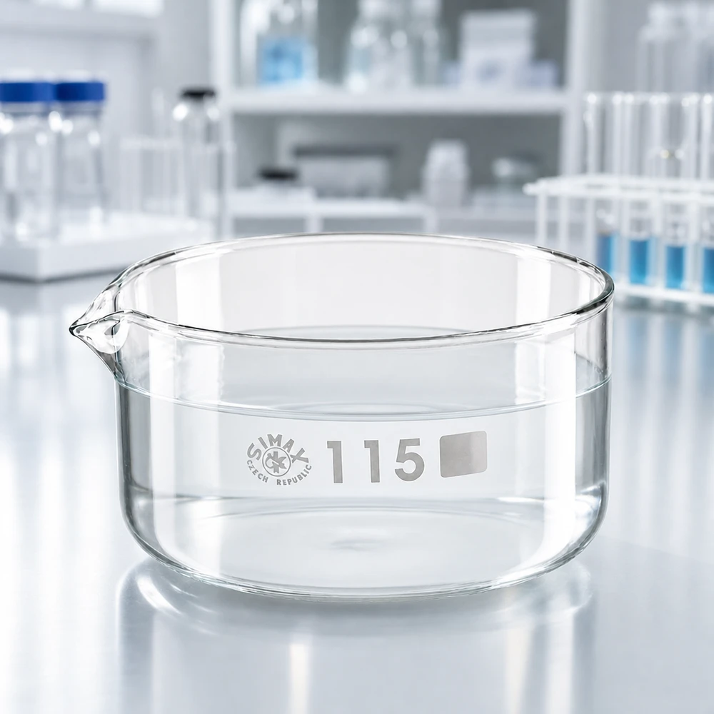 Recipiente de cristalización transparente de 500 ml, SIMAX (República Checa), vidrio borosilicato, forma cilíndrica, ø 115 mm