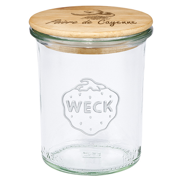 Couvercle en bois "Poivre de Cayenne" avec WECK verre à pied