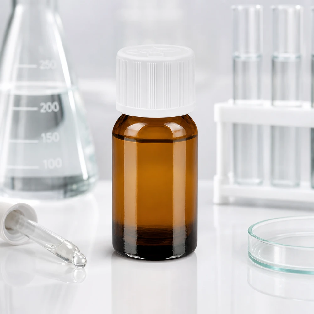 Botella 10ml tapón rosca 11mm blanco con precinto BrownLine UT18/10 Frasco de vidrio ámbar de 10 ml y cuello de 11 mm con rosca para una dosificación y almacenamiento precisos