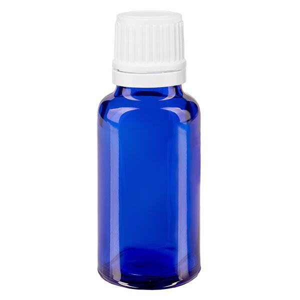 Botella de farmacia azul 20ml tapón rosca blanco cierre inviolable Botella de farmacia azul 20ml tapón rosca blanco cierre inviolable