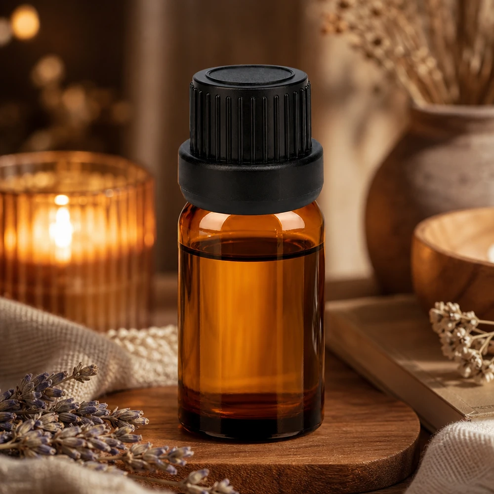 Botella de 5ml tapón de rosca de 11mm tapón negro a prueba de manipulacionesII BrownLine UT18/5 Frasco de vidrio compacto de 5 ml en marrón con abertura de 11 mm para una dosificación precisa de las esencias