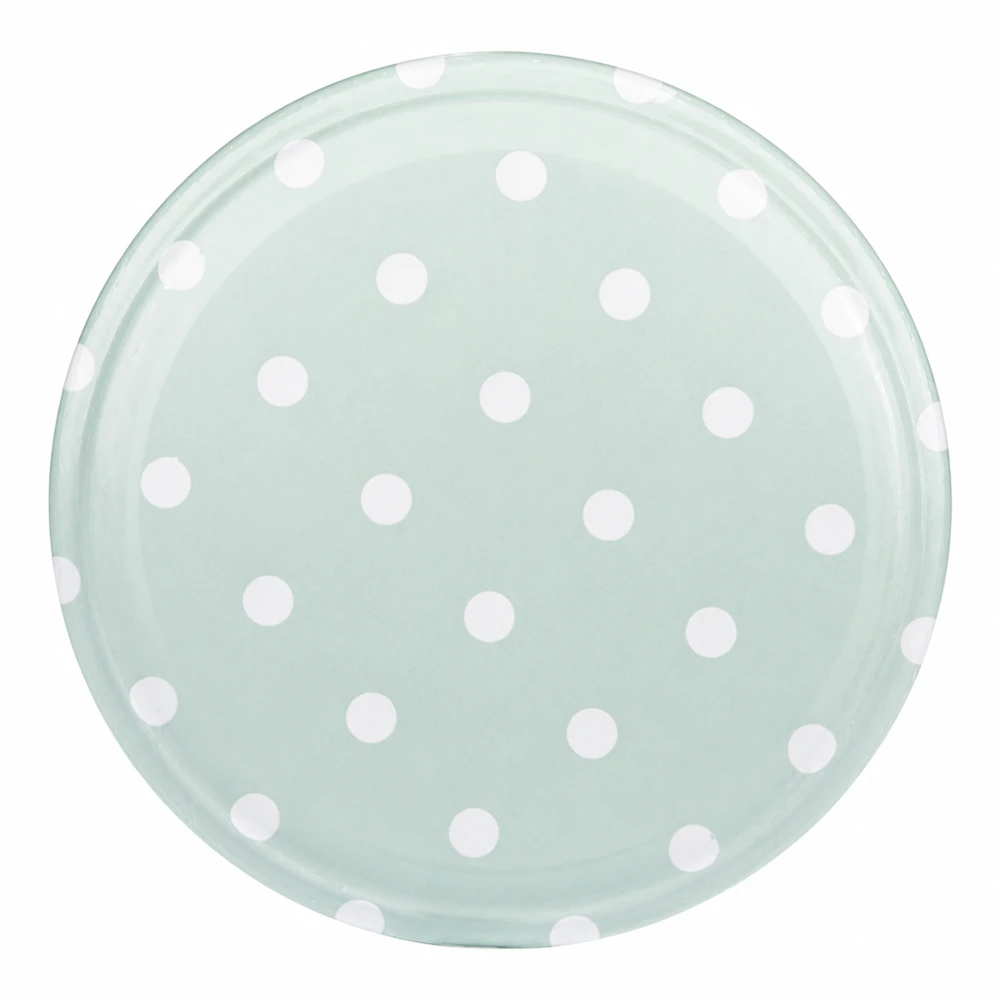 Tapa para tarros de 63 mm con diseño de lunares, color menta mate, modelo TO63 BasicSeal, tapa de rosca para tarros de conserva