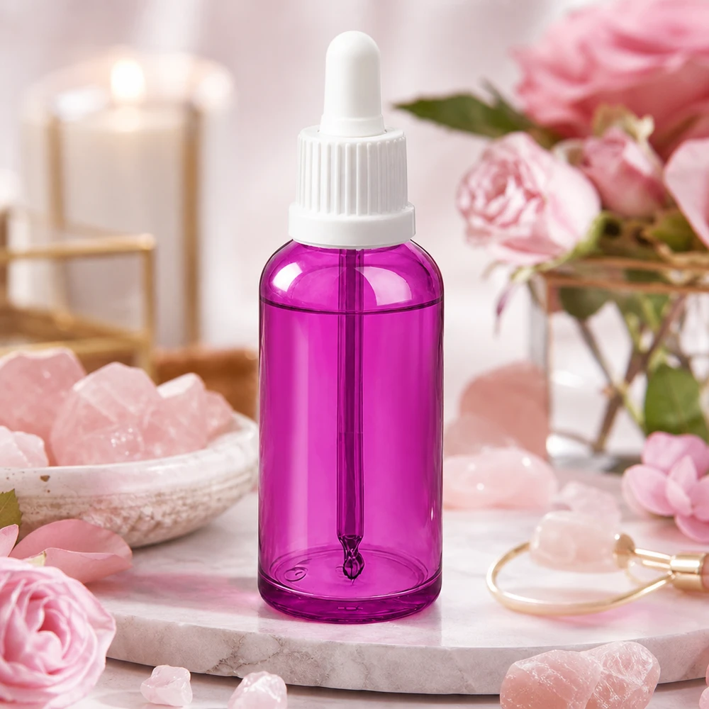 Frasco de pipeta de 50 ml tapón de rosca originalidad blanco PurpleLine UT18/50 Frasco compacto violeta de 50 ml con pipeta para una dosificación precisa de sueros y aceites