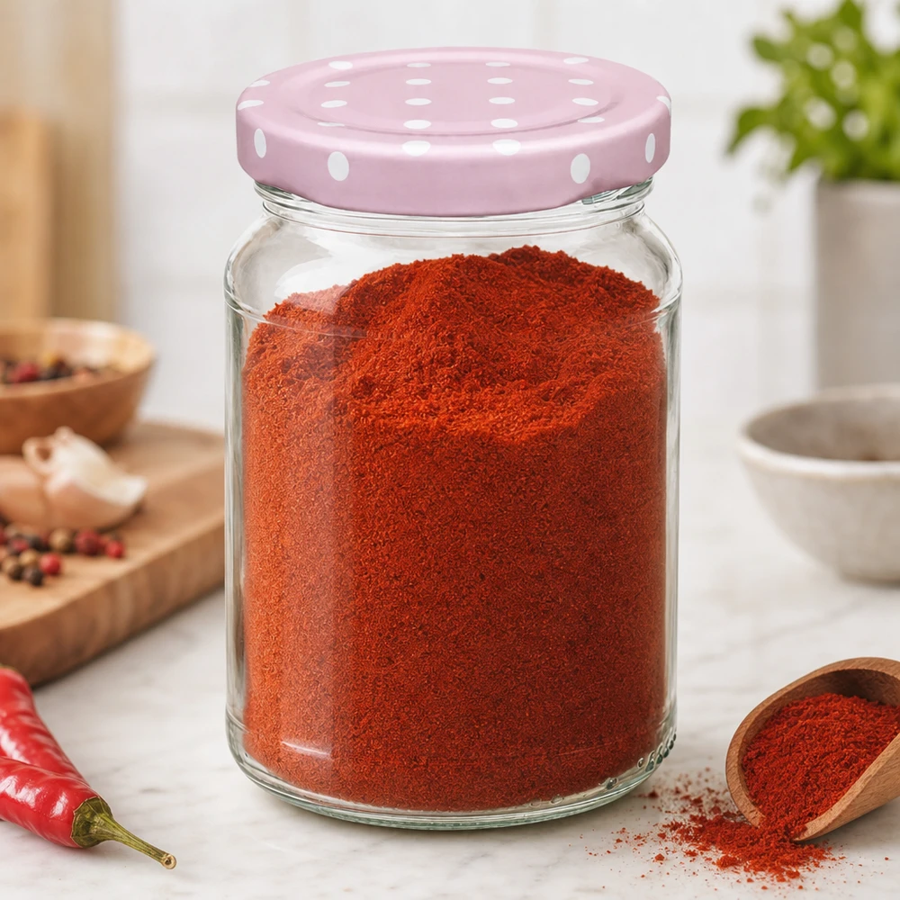 205ml tarro redondo + tapa BasicSeal puntos rosa UNiTWIST Gewürzaufbewahrung im 205ml Rundglas mit rosa Punktedeckel - ideal für Paprika und Küchengewürze