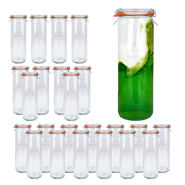 Juego de 24 tarros Weck tarro cilíndrico 600ml, vasos 1/2L