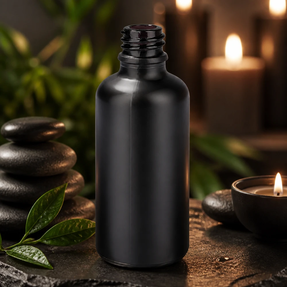 Elegante frasco boticario de 50 ml BlackLine UT18/50 UNiTWIST para aromaterapia y aceites esenciales