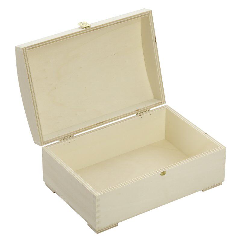 Caja de madera (cofre) con tapa curvada 26x17x11cm