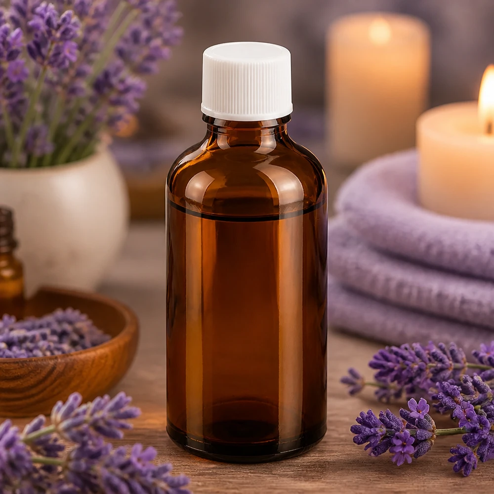 Frasco medicinal de 50 ml de vidrio ámbar con protección UV y tapón blanco a prueba de niños