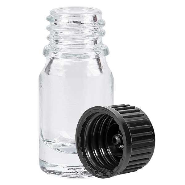 Frasco 5ml 11mm tapón rosca negro estándar ClearLine UT18/5 Frasco 5ml 11mm tapón rosca negro estándar ClearLine UT18/5