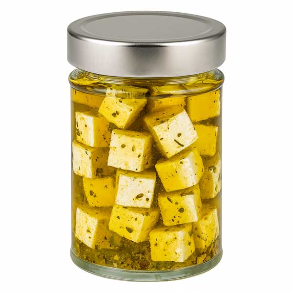 Tarro redondo de 202 ml + tapa BasicSeal plateada profunda UNiTWIST Tarro redondo de 202 ml + tapa BasicSeal plateada profunda UNiTWIST
