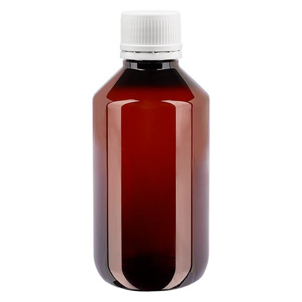 Botella PET 200ml con tapón inviolable blanco, estriado fino Botella PET 200ml con tapón inviolable blanco, estriado fino