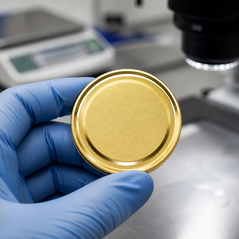 Prueba de laboratorio TO82: tapa de rosca dorada BioSeal, sin BPA ni NI, control de calidad de unitemp