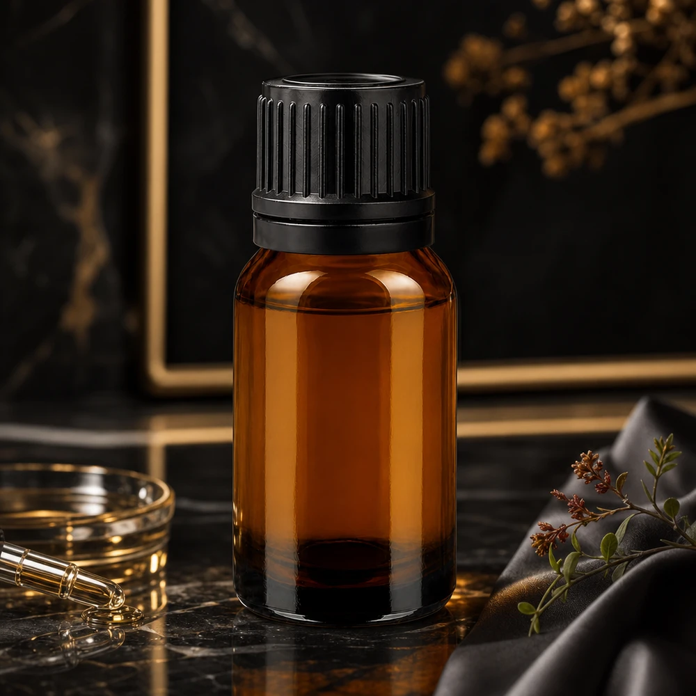 Botella 10ml tapón rosca 11mm negro BrownLine UT18/10 Frasco de farmacia de 10 ml de robusto vidrio ámbar con tapón de rosca a prueba de niños para uso en laboratorio