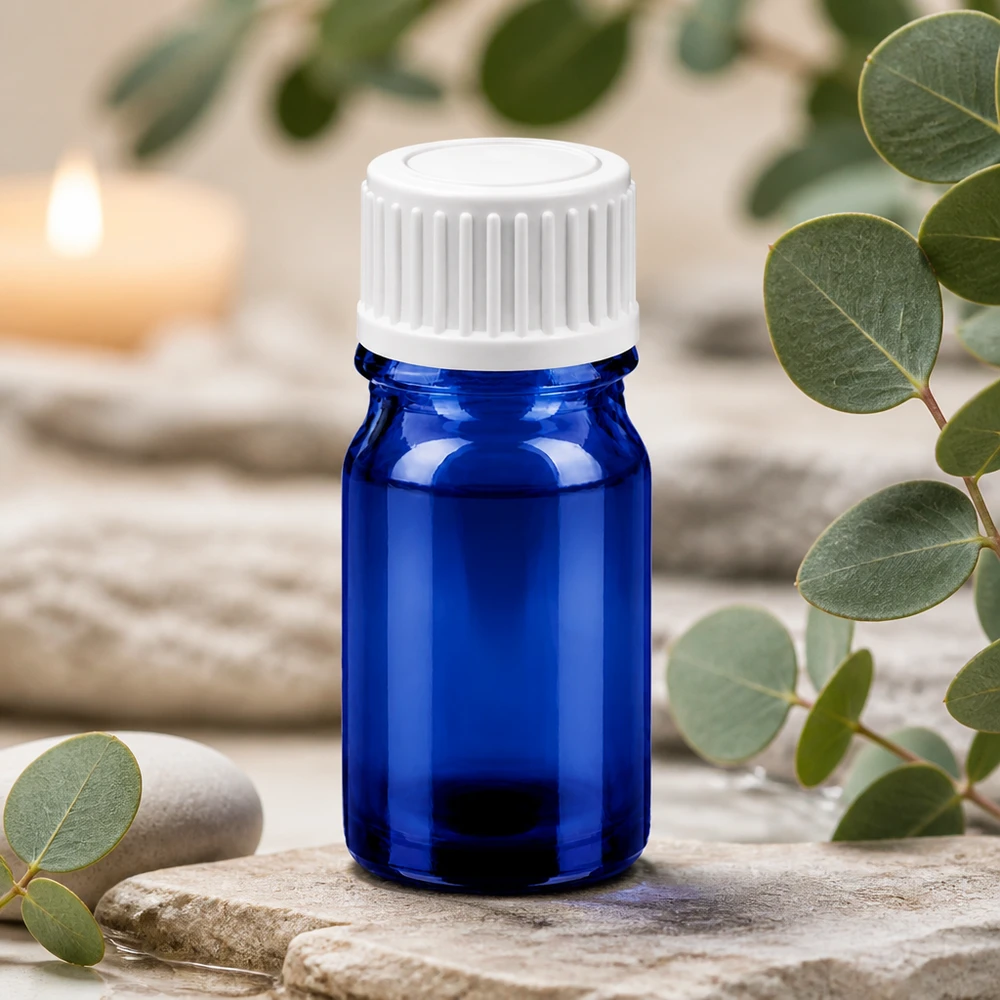 Frasco cuentagotas de 5 ml con cierre estándar blanco de 0,9 mm BlueLine UT18/5 Frasco cuentagotas compacto de 5 ml de vidrio de alta calidad en elegante color azul para aplicaciones profesionales