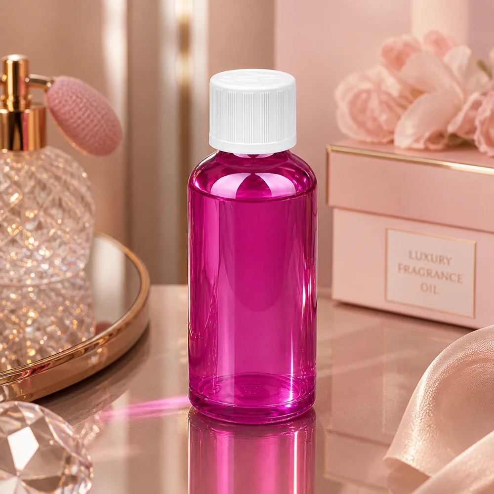 Frasco para animales pequeños de 50 ml en un elegante diseño morado con práctico tapón de rosca