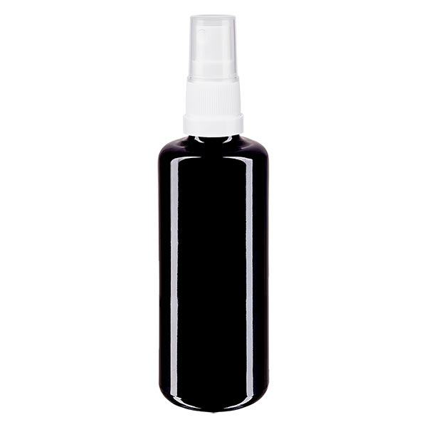Botella de farmacia violeta 100ml tapón pulverizador blanco Botella de farmacia violeta 100ml tapón pulverizador blanco