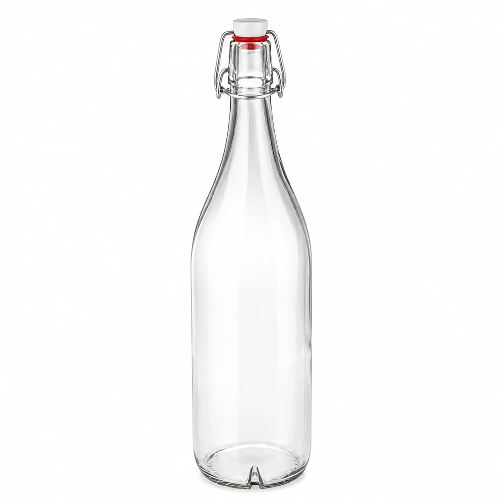 Botella de vidrio de 1000 ml con tapón giratorio PVC UNiTWIST transparente vacía Ver producto imagen principal