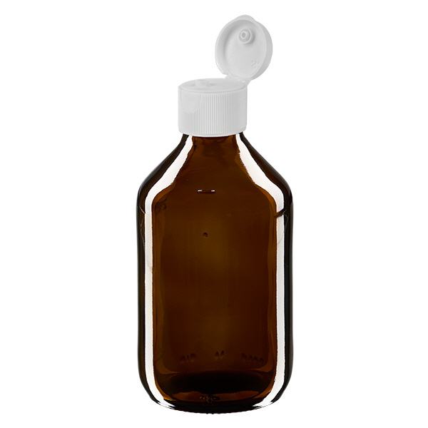 Frasco para medicamentos de 250 ml marrón, con tapa abatible ApoGlas