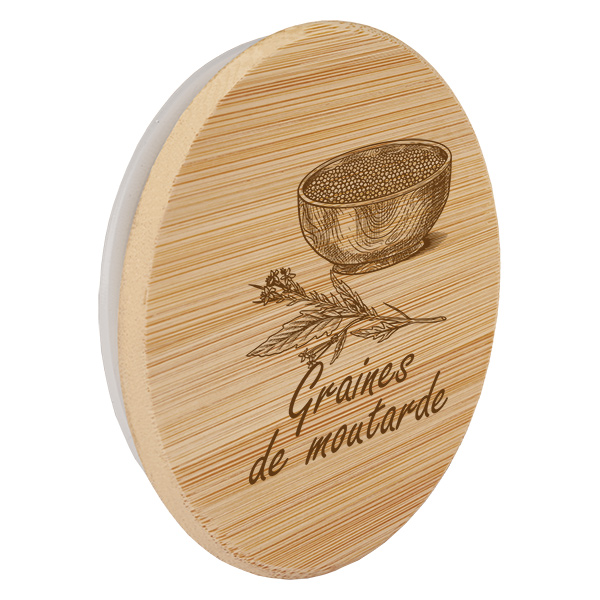 Tapa de madera "Graines de moutarde" para WECK RR60 Tapa de madera "Graines de moutarde" para WECK RR60