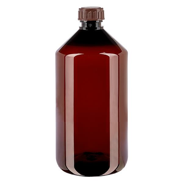 Botella PET 750ml con tapón marrón estándar Botella PET 750ml con tapón marrón estándar
