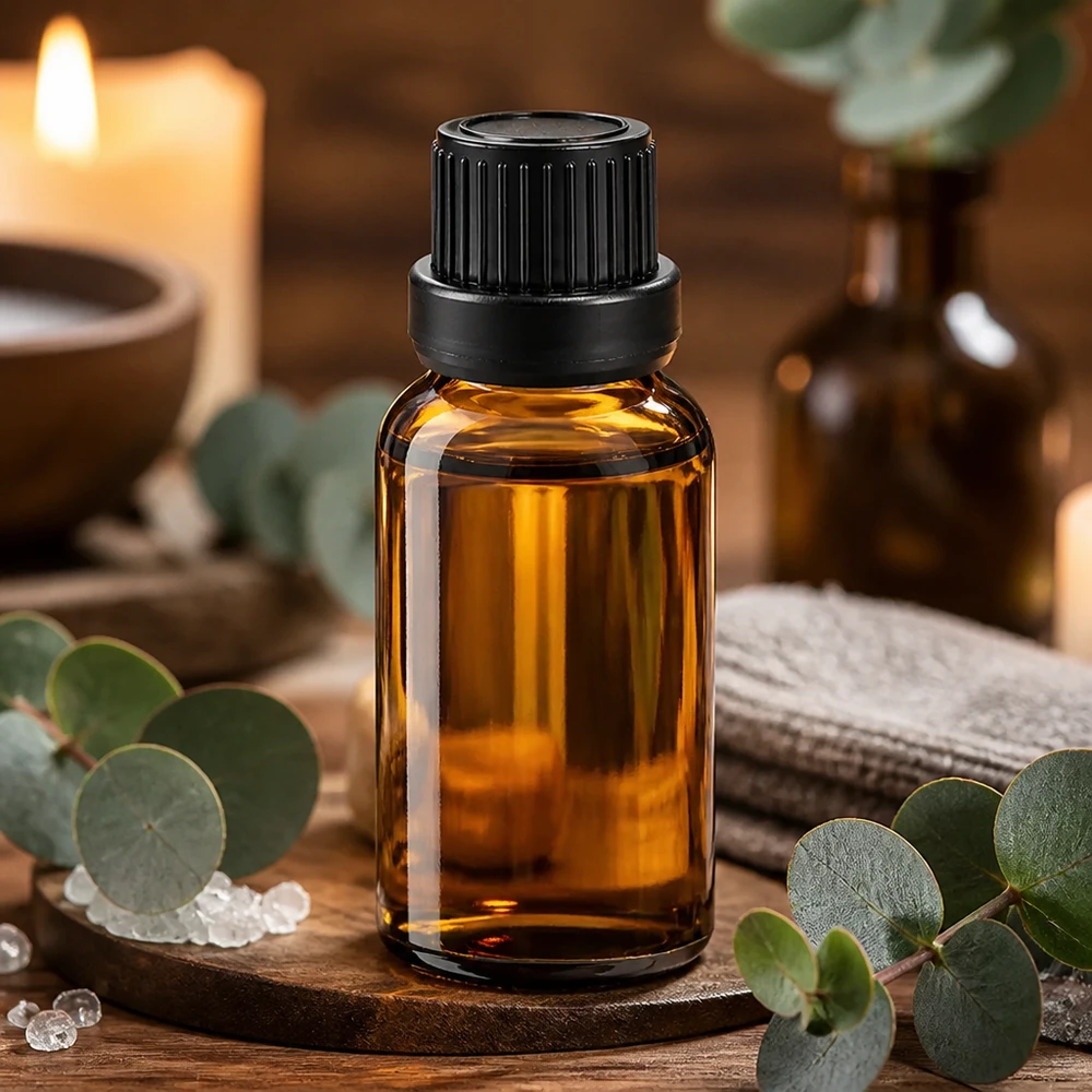 Pequeño frasco de vidrio ámbar de 10 ml con gotero preciso de 2 mm para la aplicación dosificada de aceites esenciales