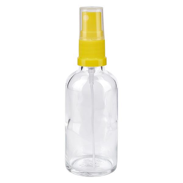 Botella de farmacia transparente 50ml con pulverizador amarillo Botella de farmacia transparente 50ml con pulverizador amarillo