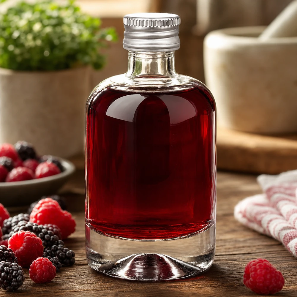 Botella de vidrio de 40 ml «Sara» con tapón de rosca plateado UNiTWIST® Botella de vidrio de 40 ml «Sara» con tapón de rosca plateado UNiTWIST®