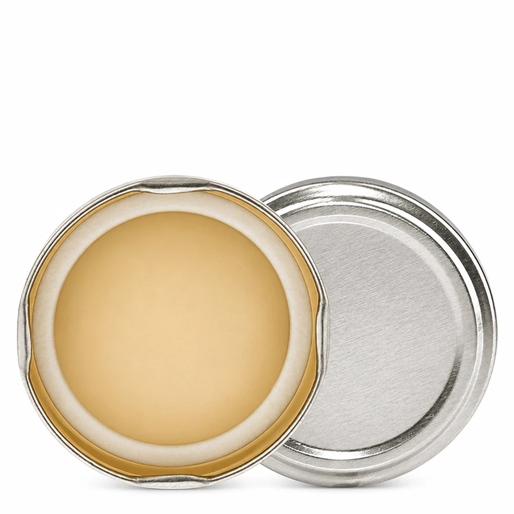Tapa BasicSeal de 63 mm, color plata, modelo TO63 UNiTWIST, abierta, con junta de estanqueidad desde arriba